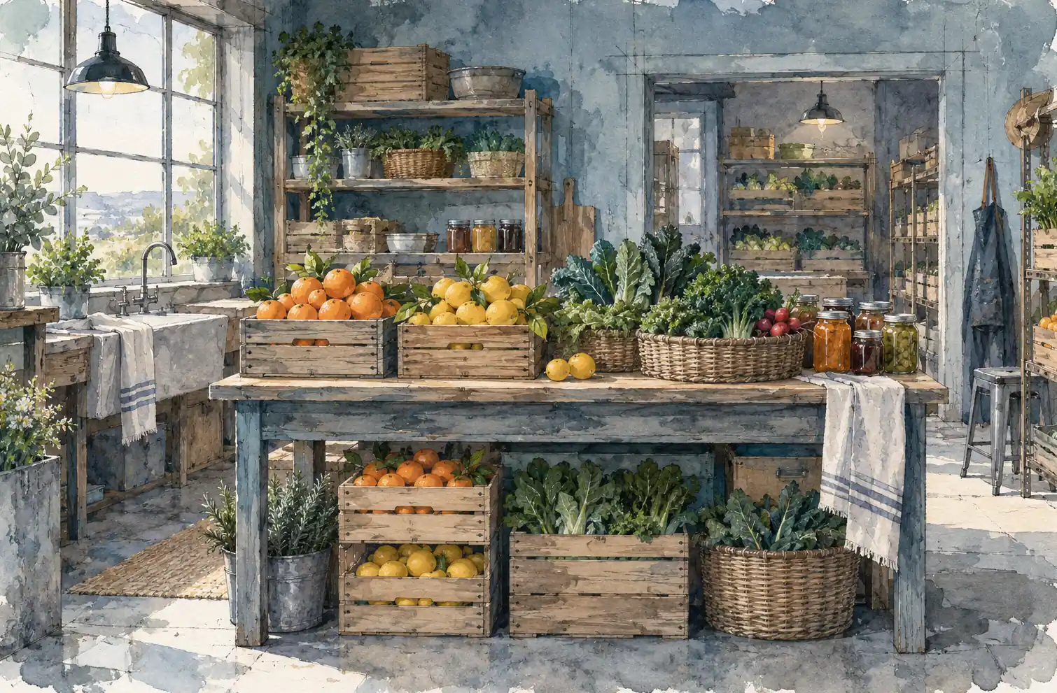 Illustration of specialty markets and their working space